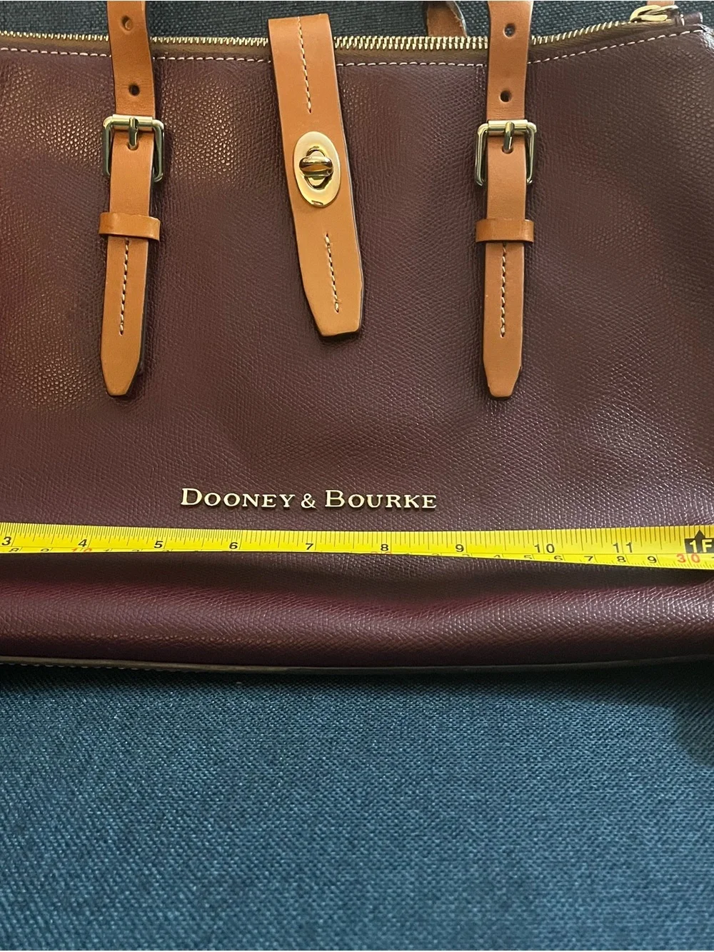 Dooney & Bourke Burgundy and Tan Leather Satchel